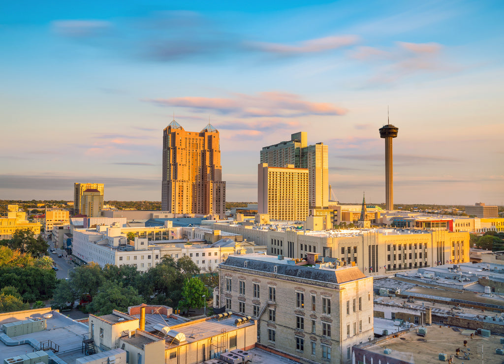 Top view of downtown San Antonio in Texas USA