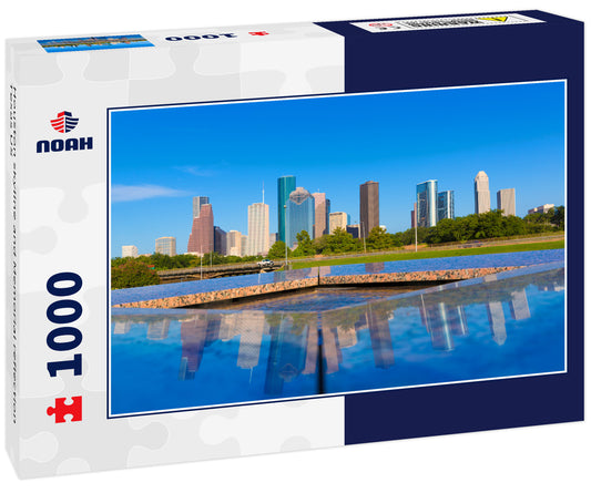 Houston skyline and Memorial reflection Texas US