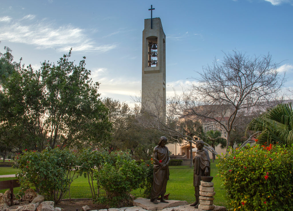 Church Bell Tower with Cross in McAllen Texas