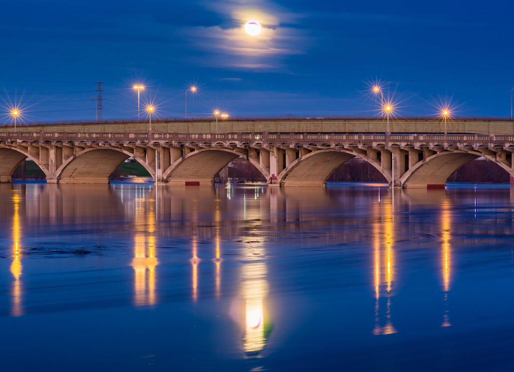 Moon light Over Trinity River in Dallas, Texas