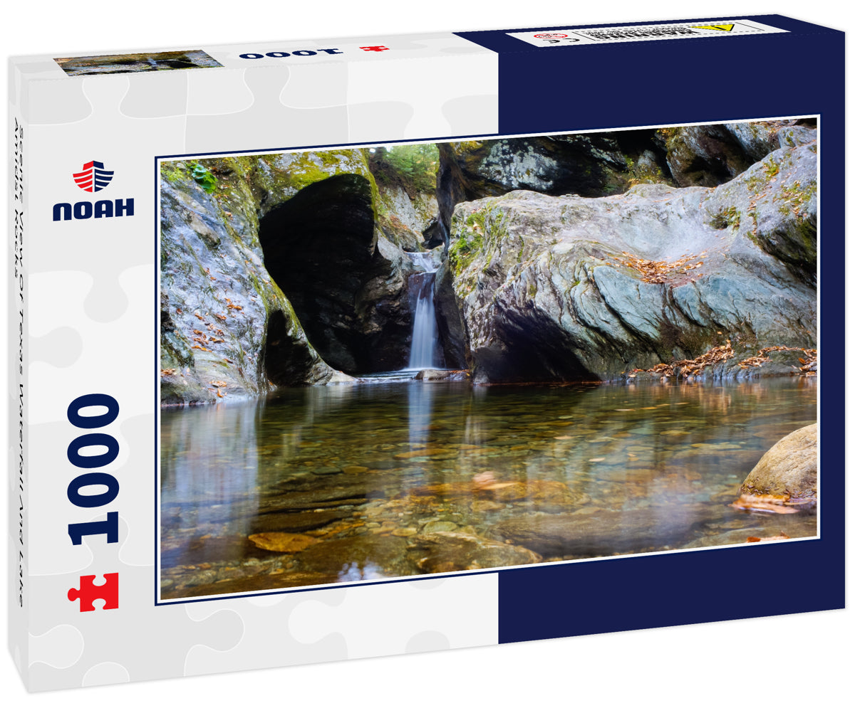 Scenic View Of Texas Waterfall And Lake Amidst Rocks