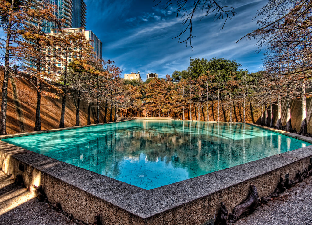 Water Gardens in the city of Fort Worth. in Fort Worth Texas USA