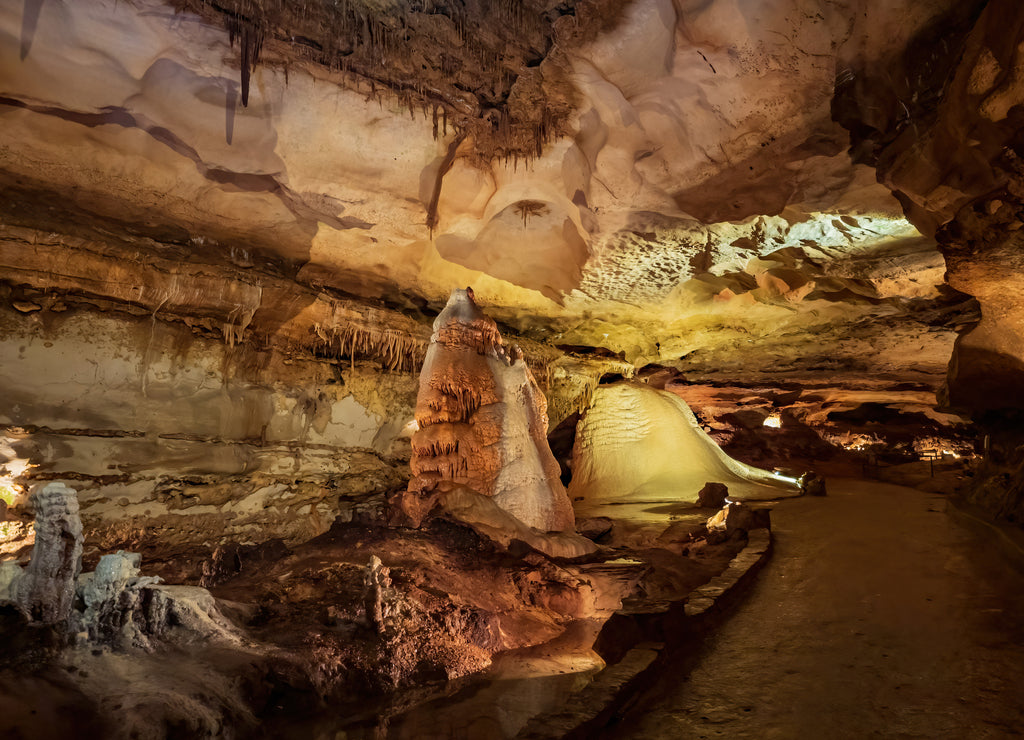 Interior view of the cave of Inner Space Cavern, Texas