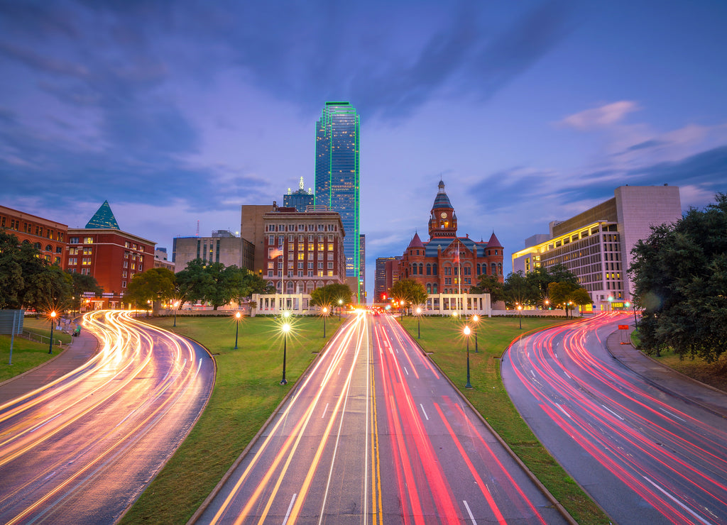 Dallas downtown skyline at twilight, Texas