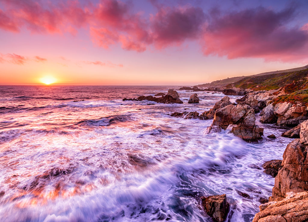 Beautiful sunset over California coast