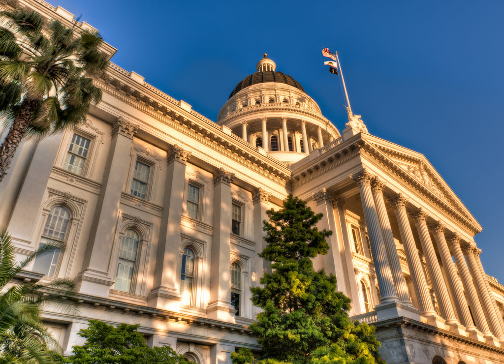 California State Capitol Lit by Setting Sun