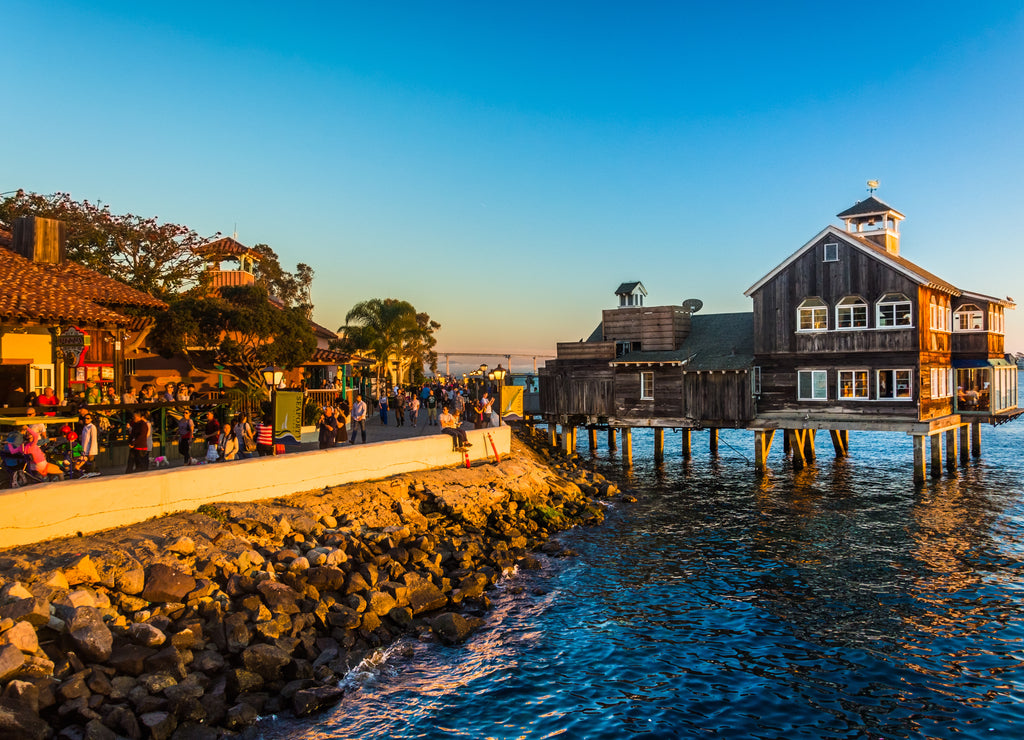 Evening light at Seaport Village, in San Diego, California