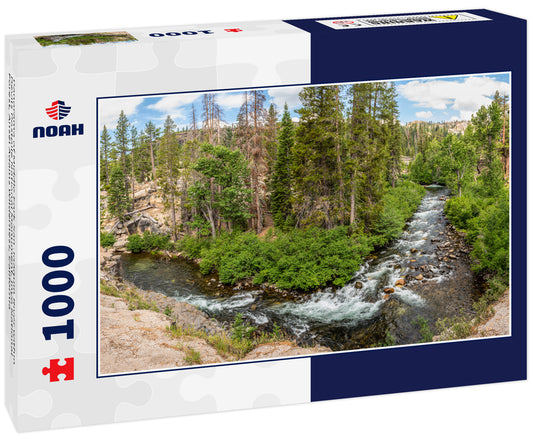 Panorama of Middle Fork San Joaquin River within Devils Postpile National Monument, Inyo National Forest, Ansel Adams Wilderness, California