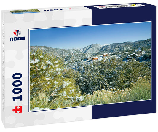 Snowy landscape after winter storm in Pine Mountain Club, Kern County, Southern California