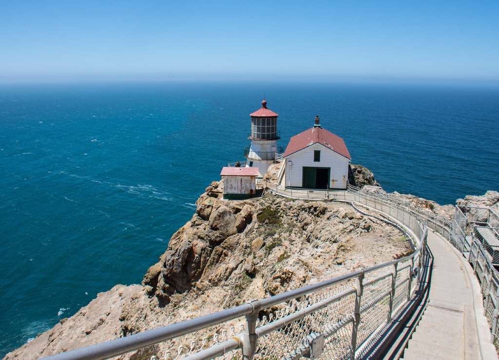 Stairway leading down to the historic Point Reyes Lighthouse in Marin County, California