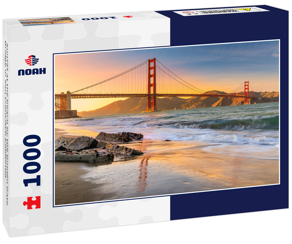 Sunset at the beach by the Golden Gate Bridge in San Francisco California