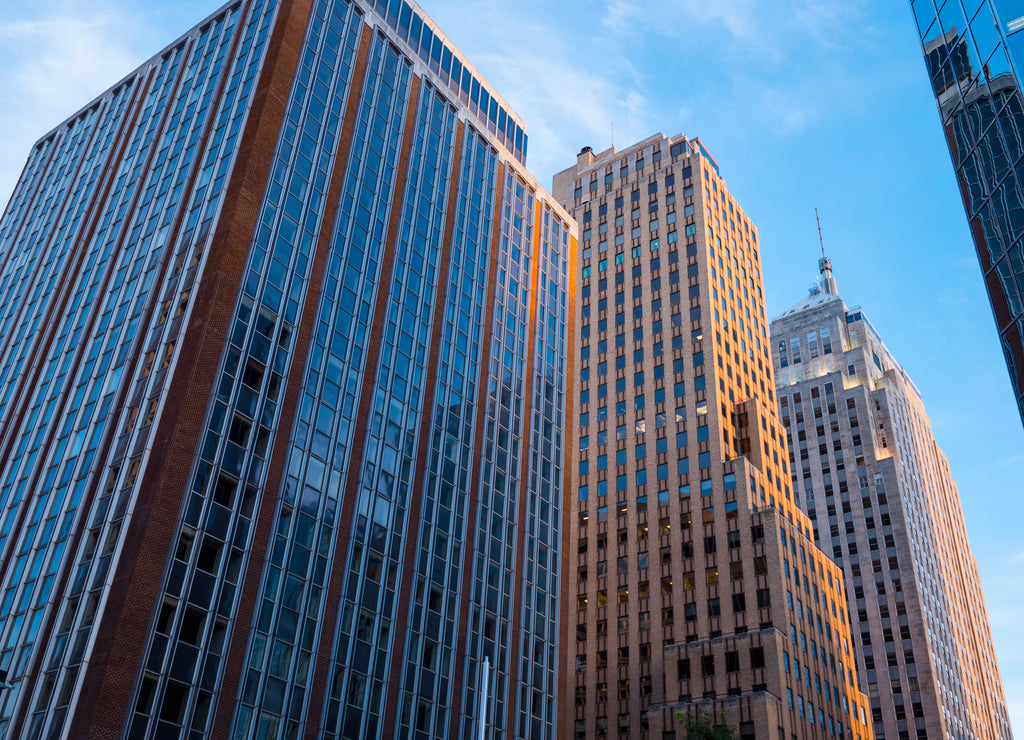 The modern office buildings at Oklahoma City Downtown area