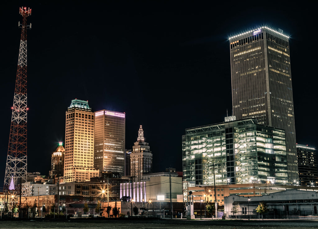 Night Skyline of Downtown Tulsa, Oklahoma