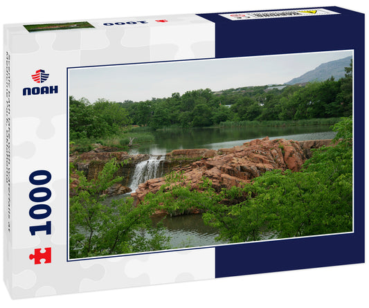 Scenic bath lake with waterfalls at Medicine Park, Oklahoma