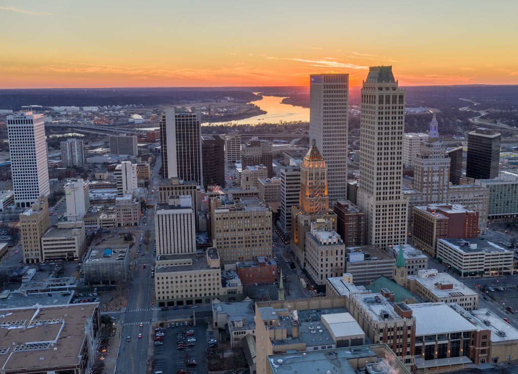 Aerial Tulsa Sunset, Oklahoma