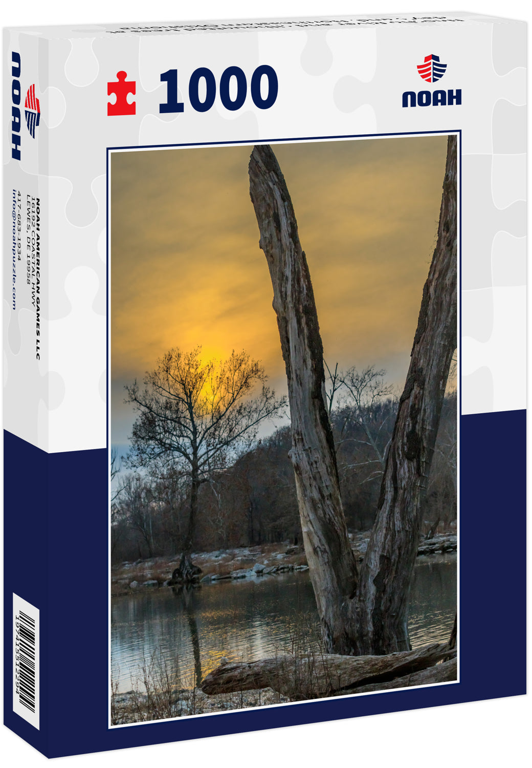 Neosho River and silhouetted trees at day's end. Northeastern Oklahoma