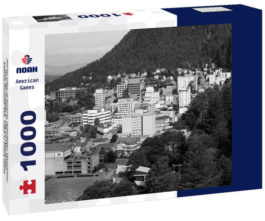 Noah Jigsaw Puzzle Aerial view of historic downtown Worcester with fall foliage in city of Worcester, Massachusetts MA, USA in black white 1000 pieces