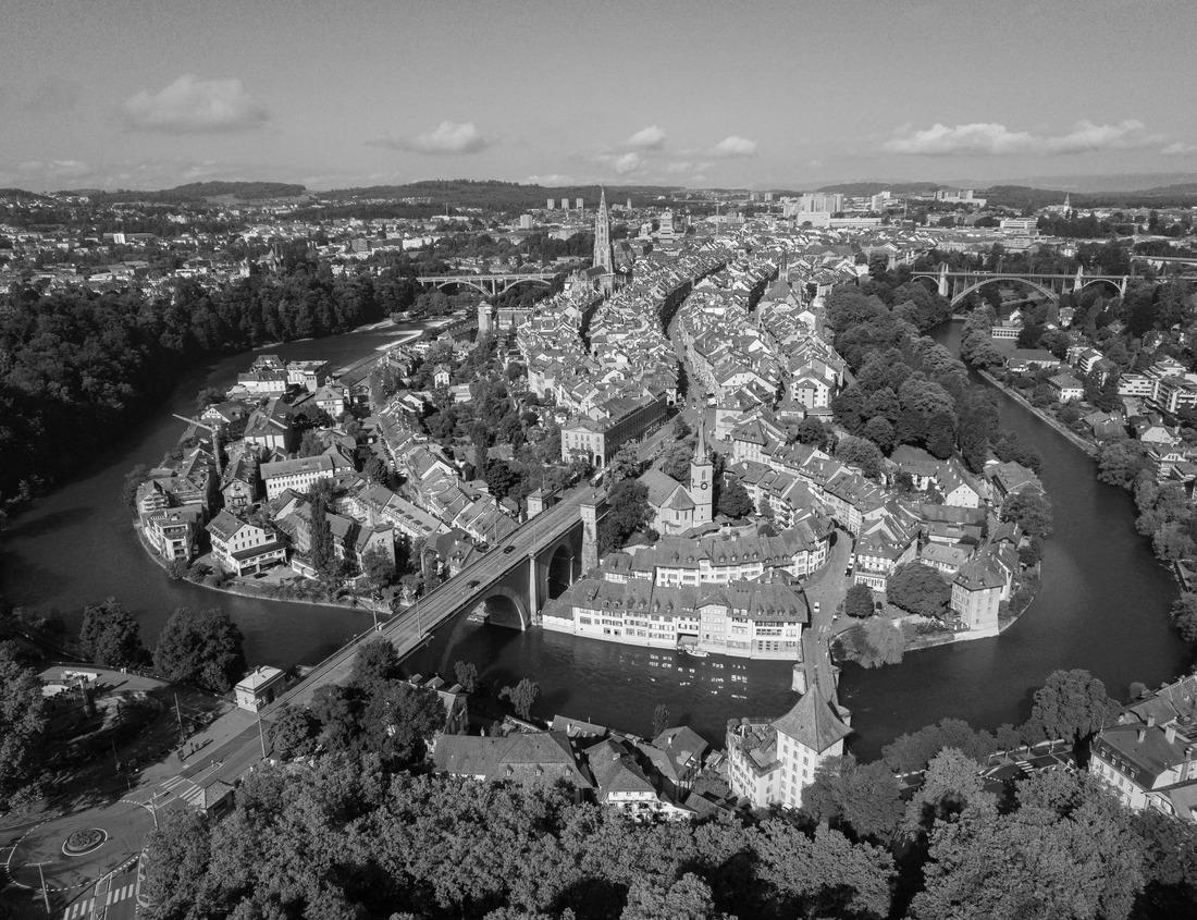Noah Jigsaw Puzzle Aerial view of Jacobson Park Lake and Richmond Road in Lexington, Kentucky in black white 1000 pieces