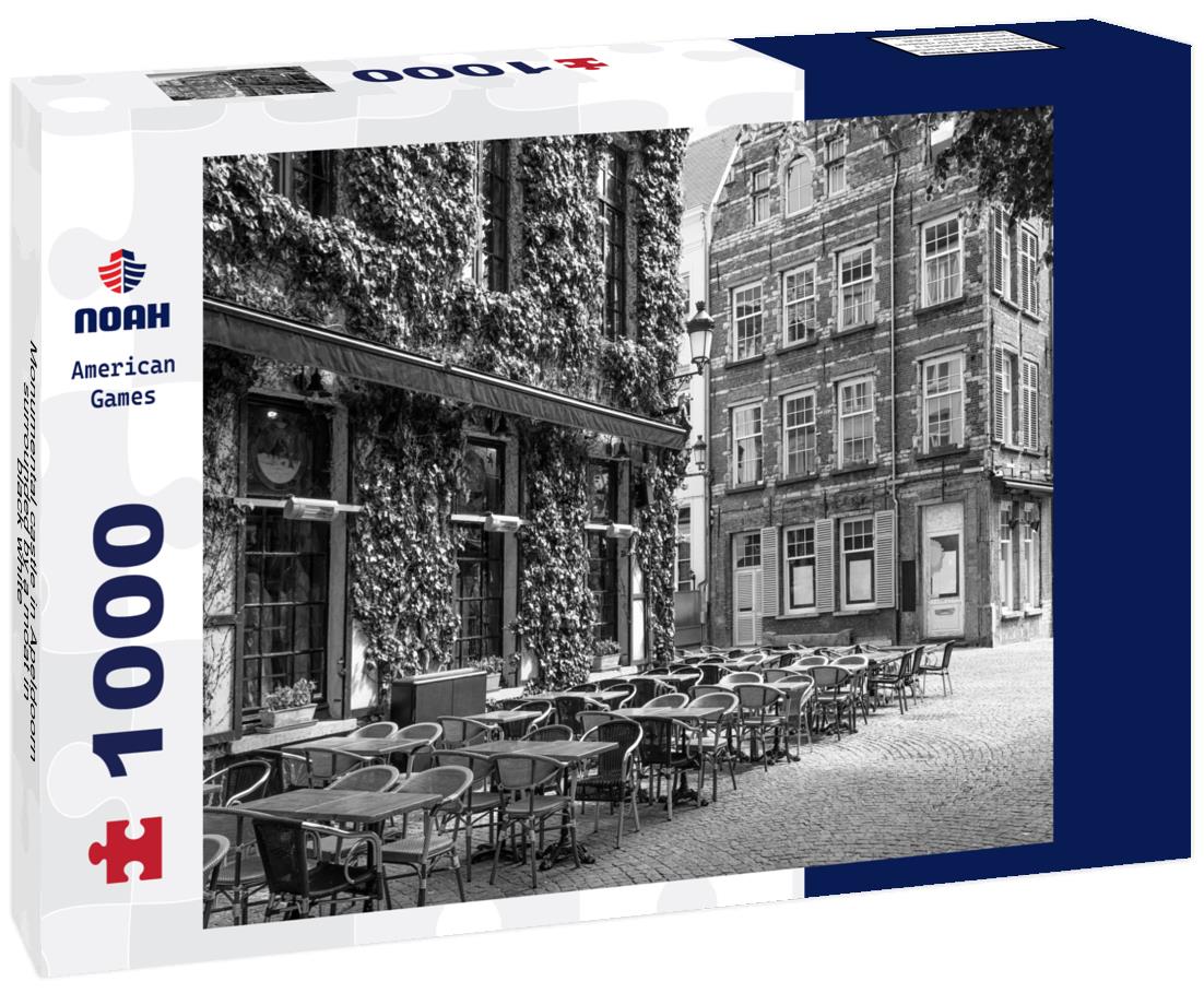 Noah Jigsaw Puzzle Monumental castle in Apeldoorn, surrounded by a moat in black white 1000 pieces