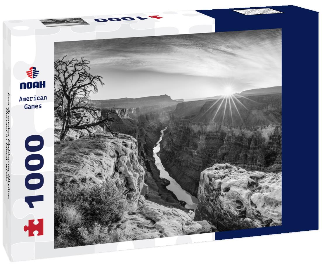 Noah Jigsaw Puzzle Los Angeles California Skyline Sunset in black white 1000 pieces