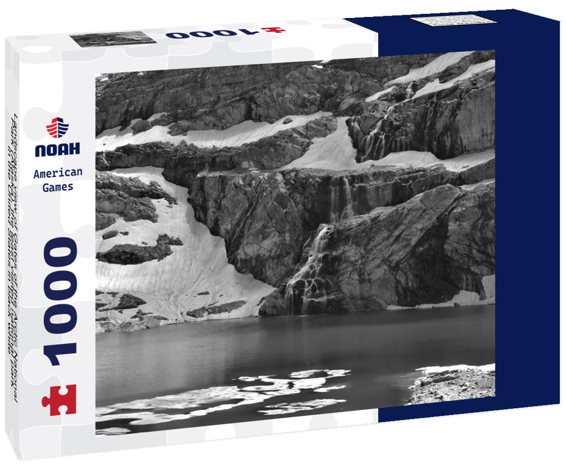 Noah Jigsaw Puzzle Landscape view of Gates of the Arctic National Park (Alaska), the least visited national park in the United States in black white 1000 pieces