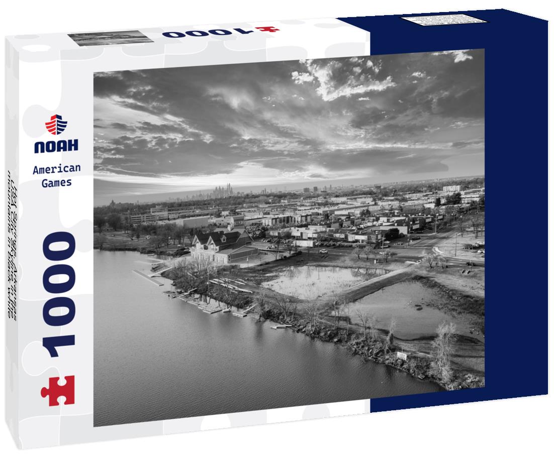 Noah Jigsaw Puzzle Hot Springs, Arkansas, USA City Skyline in the mountains in black white 1000 pieces