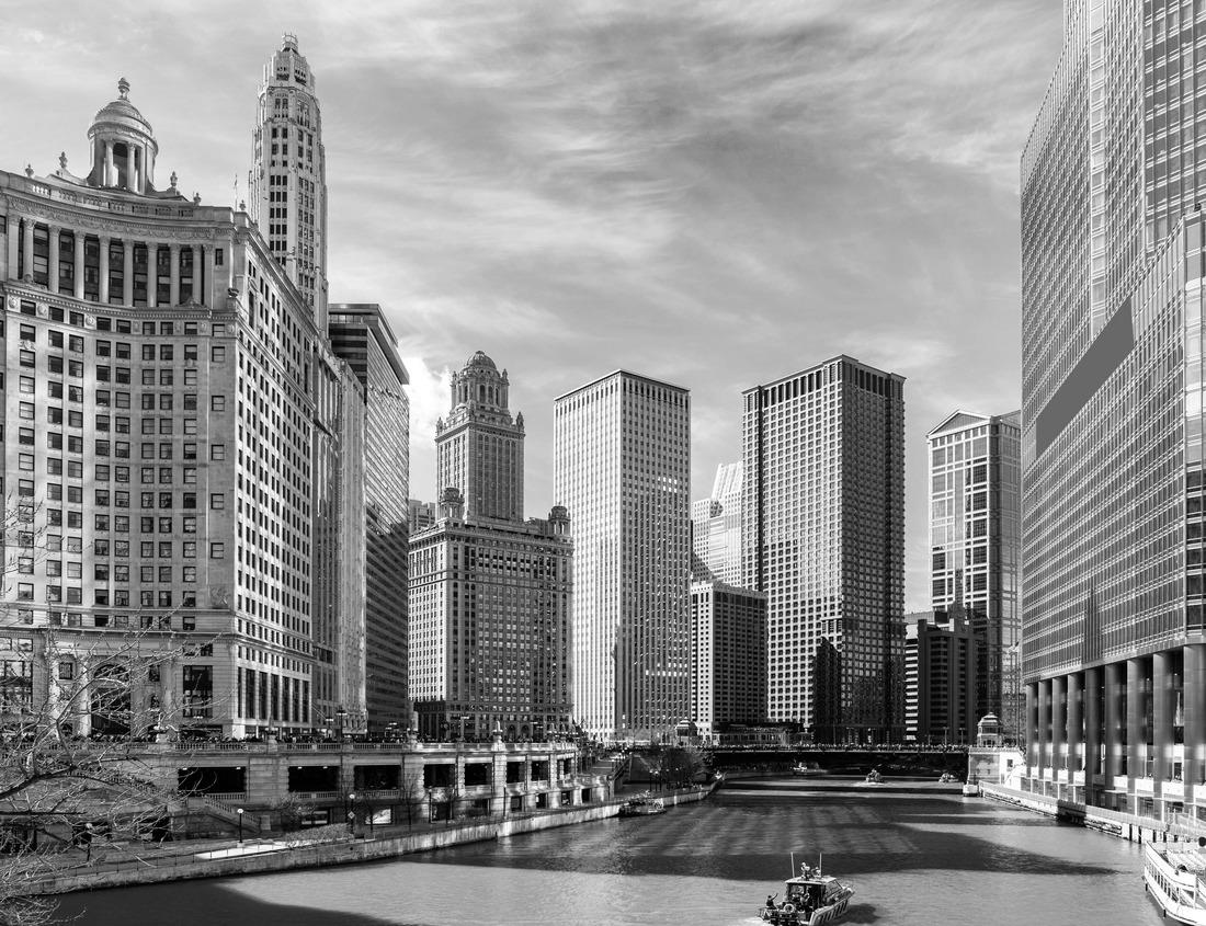 Noah Jigsaw Puzzle Aerial View of Downtown Pontiac, Michigan in Summer in black white 1000 pieces