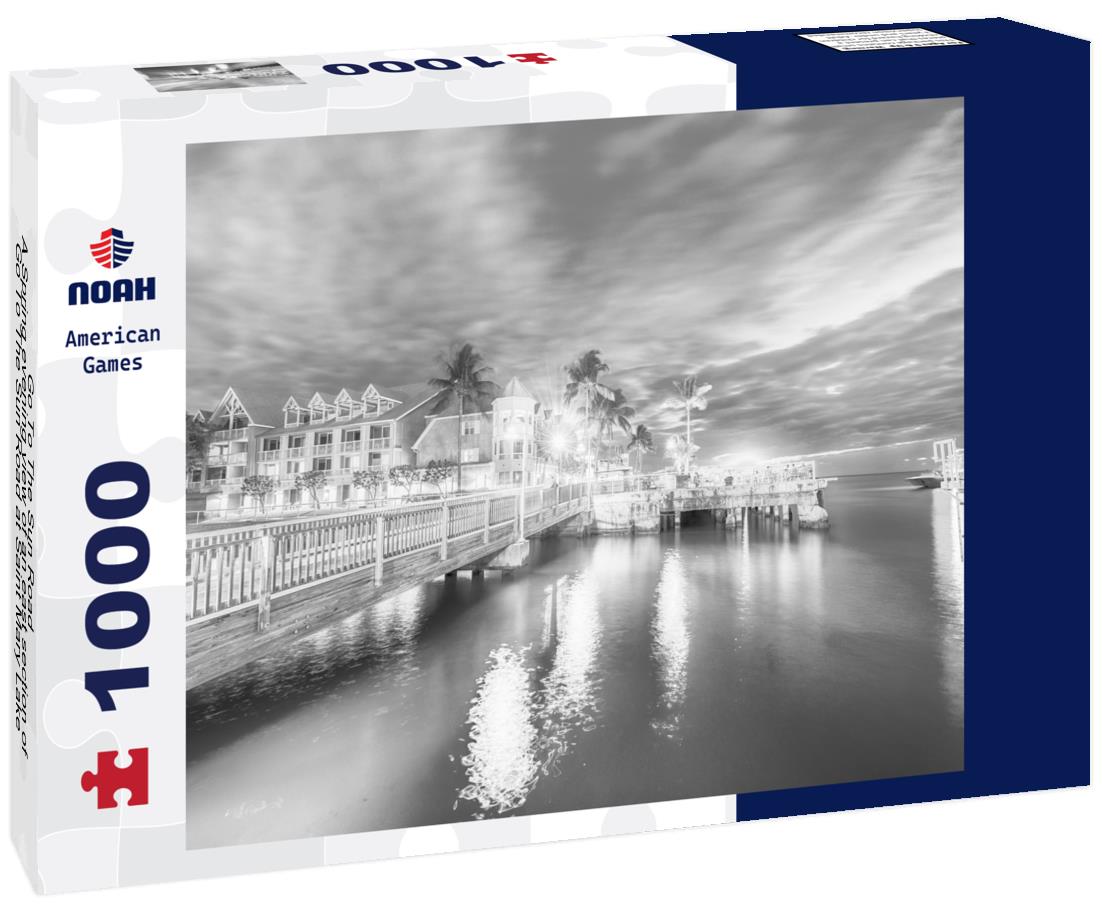 Noah Jigsaw Puzzle Go To The Sun Road - A Spring evening view of an east section of Go To The Sun Road at Saint Mary Lake, with rugged high peaks towering in the background. Glacier National Park. Montana, USA in black white 1000 pieces