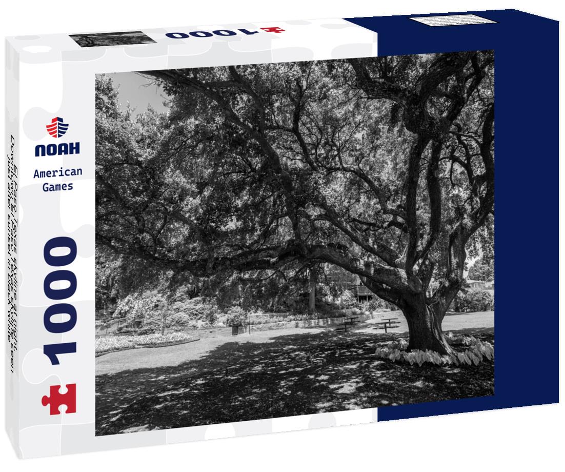 Noah Jigsaw Puzzle El Paso Texas skyline at night. Downtown El Paso Texas skyline seen just after sunset in black white 1000 pieces