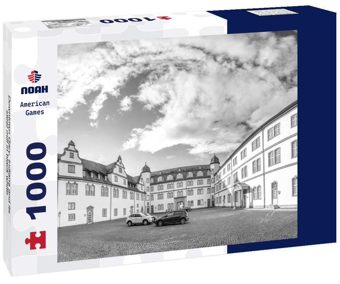 Noah Jigsaw Puzzle Downtown Gary, Indiana and its steel mill in black white 1000 pieces