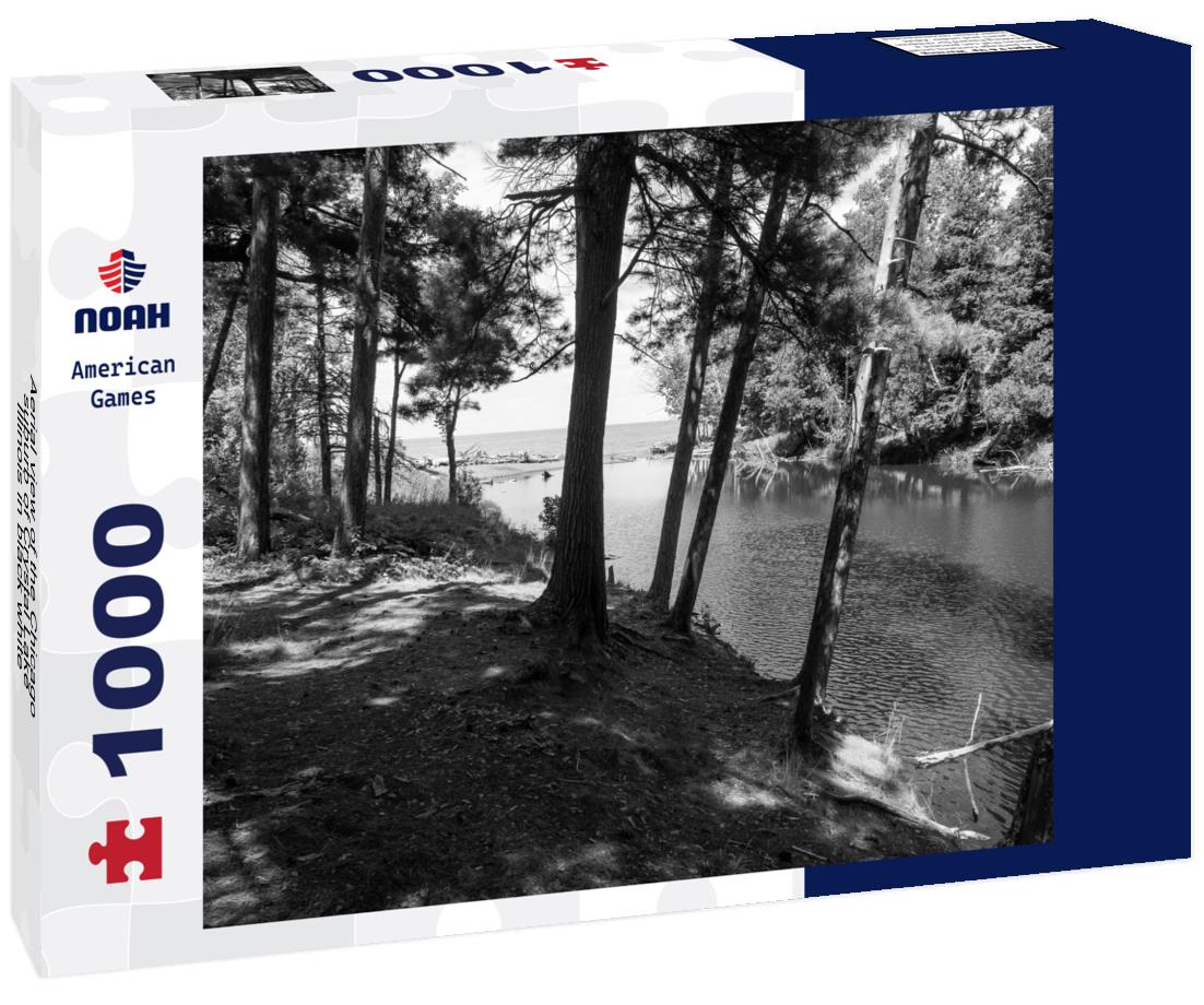 Noah Jigsaw Puzzle Aerial view of the Chicago suburb of Crystal Lake, Illinois in black white 1000 pieces