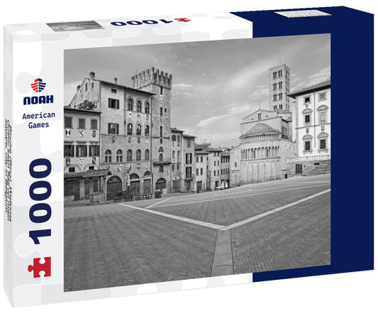Noah Jigsaw Puzzle Binche (Bing), Wallonia, Gothic town hall on main square, city in Belgium in black white 1000 pieces