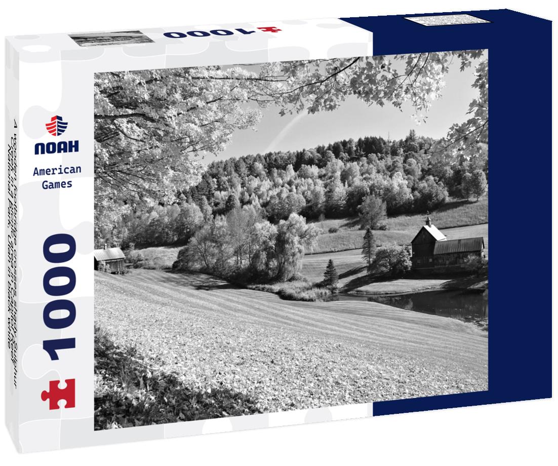 Noah Jigsaw Puzzle A wooden footbridge crosses shady Sulphur Creek in a picnic area in Capitol Reef National Park, Utah in black white 1000 pieces