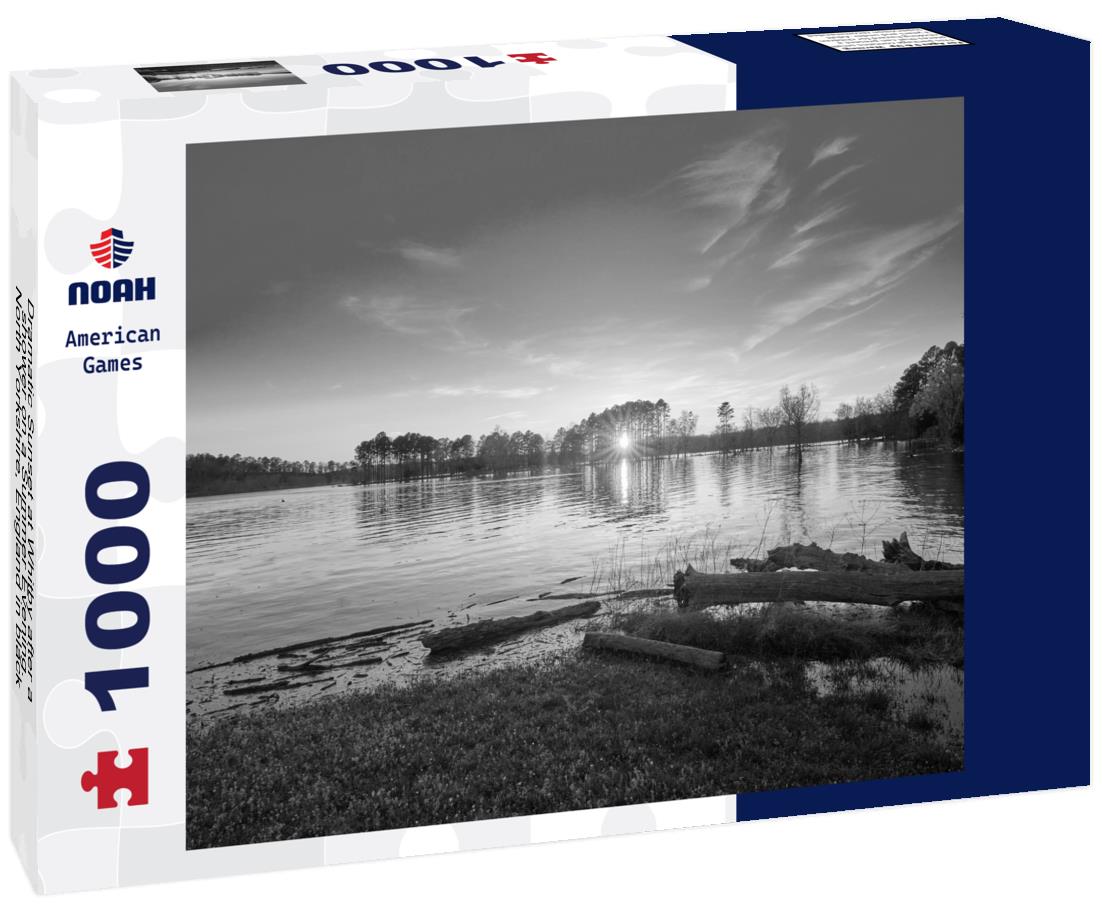 Noah Jigsaw Puzzle Dramatic Sunset at Whitby after a shower on a Summer Evening. North Yorkshire, England in black white 1000 pieces