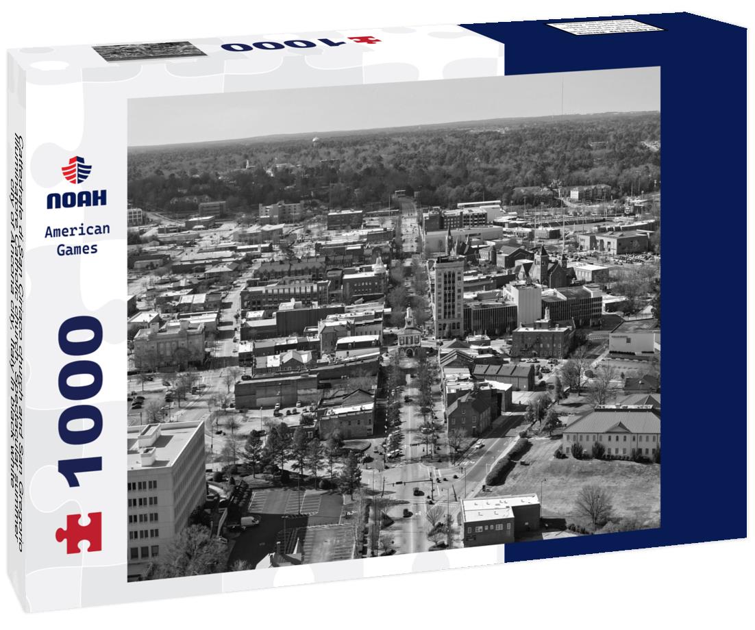 Noah Jigsaw Puzzle Cattedrale di San Ciriaco church and San Gregorio Illuminatore Catholic church. Spectacular summer city of Ancona city, Italy in black white 1000 pieces