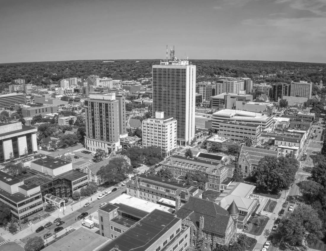 Noah Jigsaw Puzzle Hamburg Germany, city skyline at Alster with autumn foliage season in black white 1000 pieces