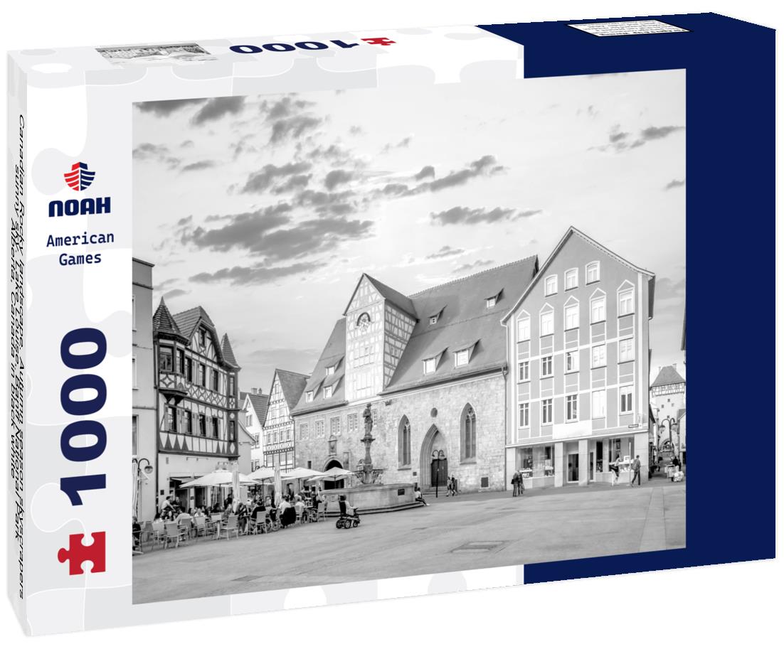 Noah Jigsaw Puzzle Canadian Rocky landscape. Autumn season skyscrapers sunny sky. Lake Louise, Banff National Park, Alberta, Canada in black white 1000 pieces