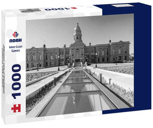 Noah Jigsaw Puzzle Afternoon view of the historic downtown skyline of Modesto, California, USA in black white 1000 pieces