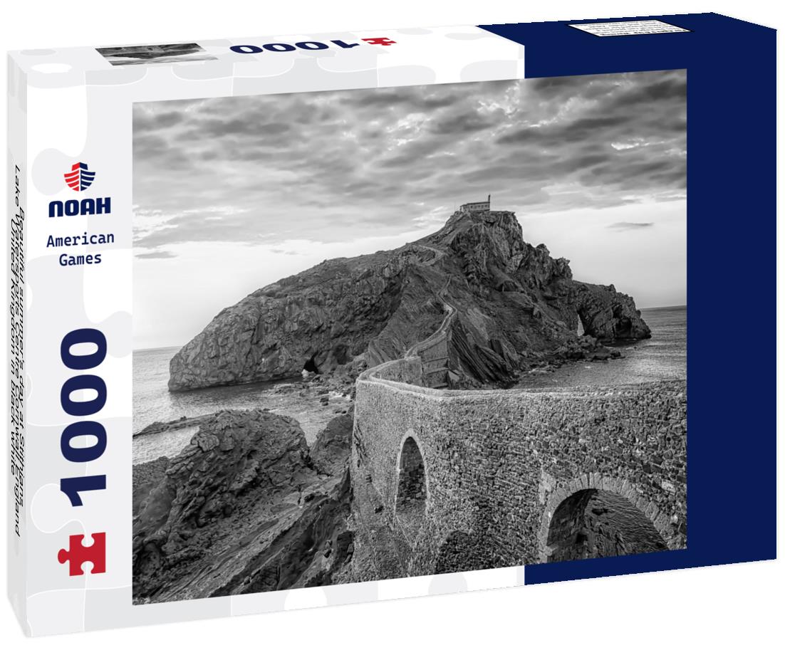 Noah Jigsaw Puzzle Beautiful summer's day at Stithians Lake Watersports Centre Cornwall England United Kingdom in black white 1000 pieces