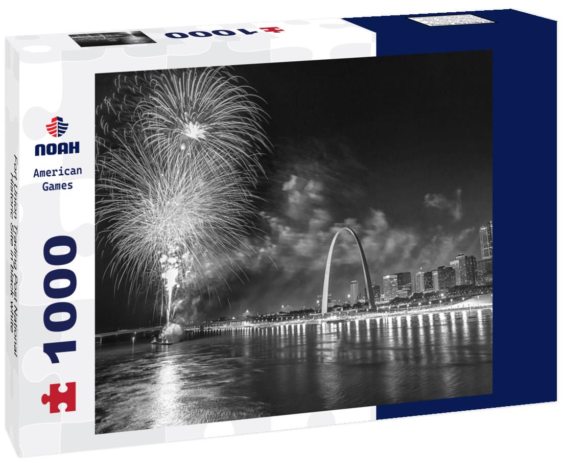 Noah Jigsaw Puzzle Fort Union Trading Post National Historic Site in black white 1000 pieces