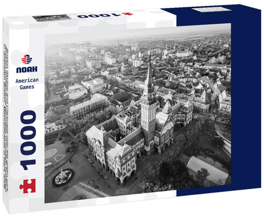Noah Jigsaw Puzzle Boston Skyline and Cityscape over the green park. Abstract architectural geometry of modern buildings in downtown Boston, Massachusetts in black white 1000 pieces