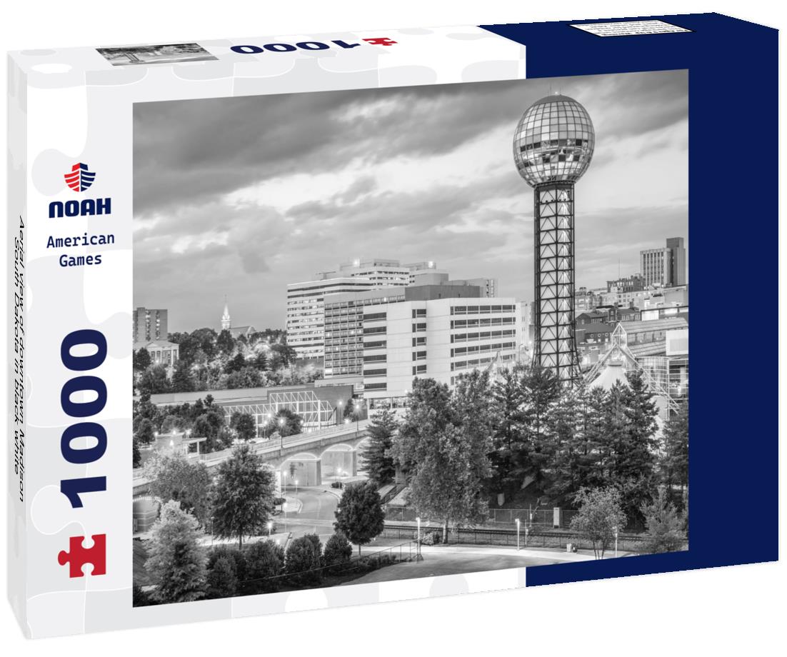 Noah Jigsaw Puzzle Aerial view of downtown Madison, South Dakota in black white 1000 pieces