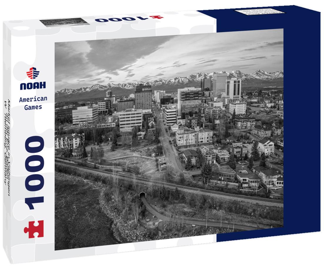 Noah Jigsaw Puzzle Market square in Vaihingen an der Enz, Baden-Württemberg, Germany in black white 1000 pieces