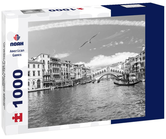 Noah Jigsaw Puzzle Canadian Rocky Mountains reflection on Grassy Lakes Canmore Alberta in black white 1000 pieces