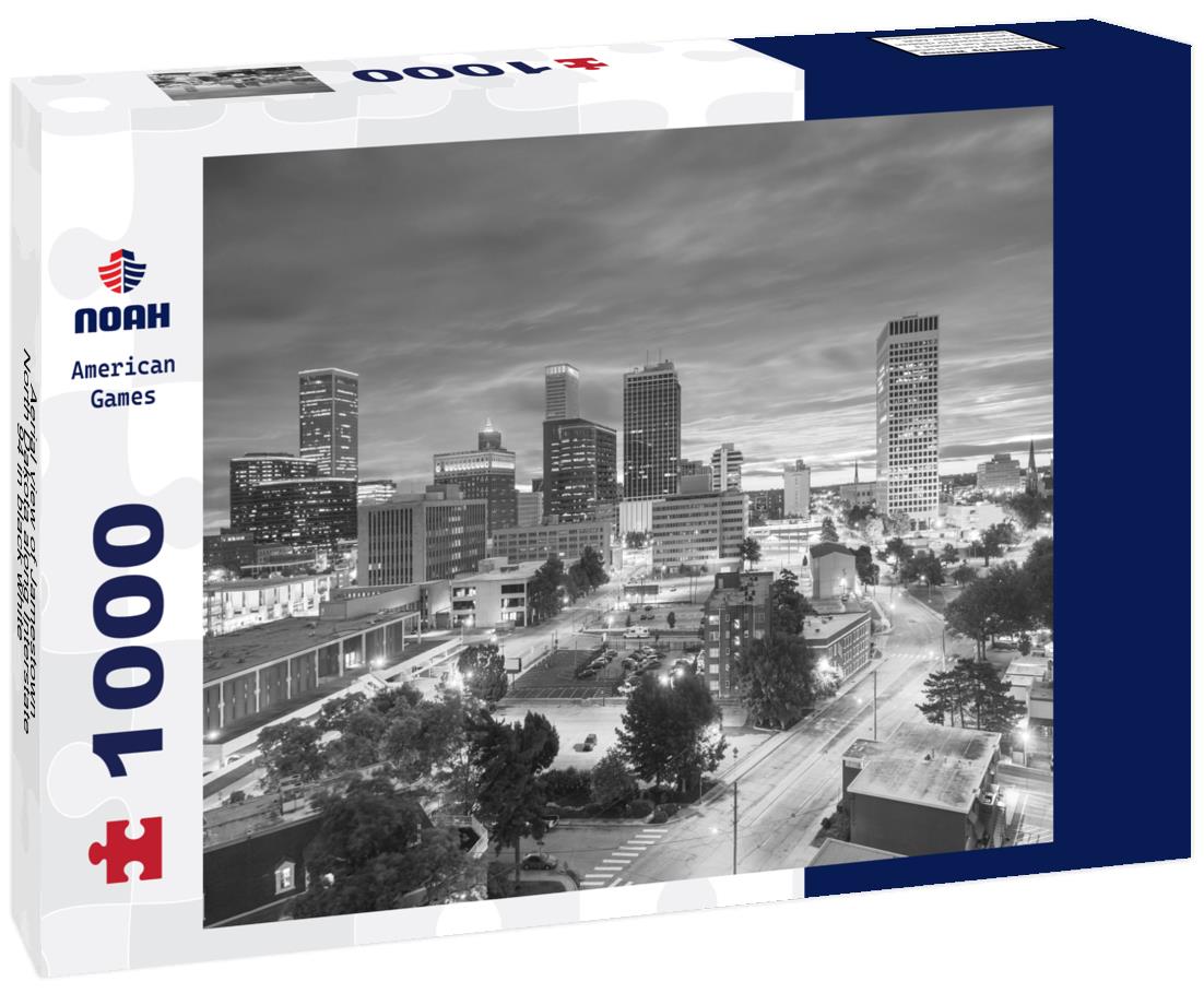 Noah Jigsaw Puzzle Aerial view of Jamestown, North Dakota along Interstate 94 in black white 1000 pieces