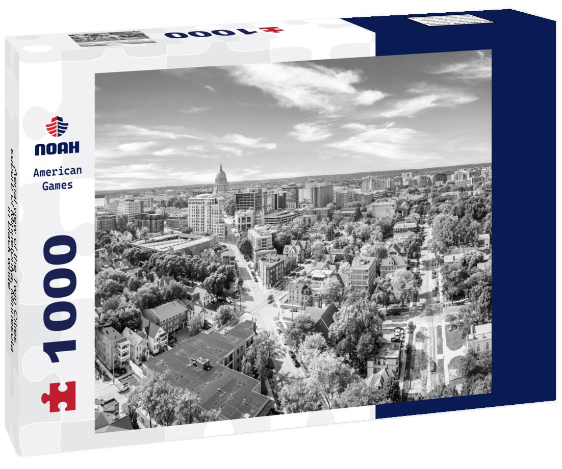 Noah Jigsaw Puzzle Aerial view of the Twin Cities suburb of Minnetonka, Minnesota in black white 1000 pieces