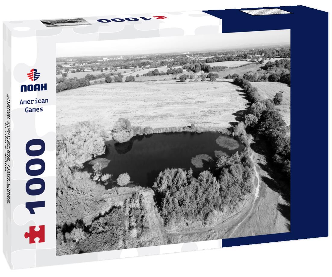 Noah Jigsaw Puzzle Aerial View of the Twin Cities Suburb of Lakeville, Minnesota in black white 1000 pieces
