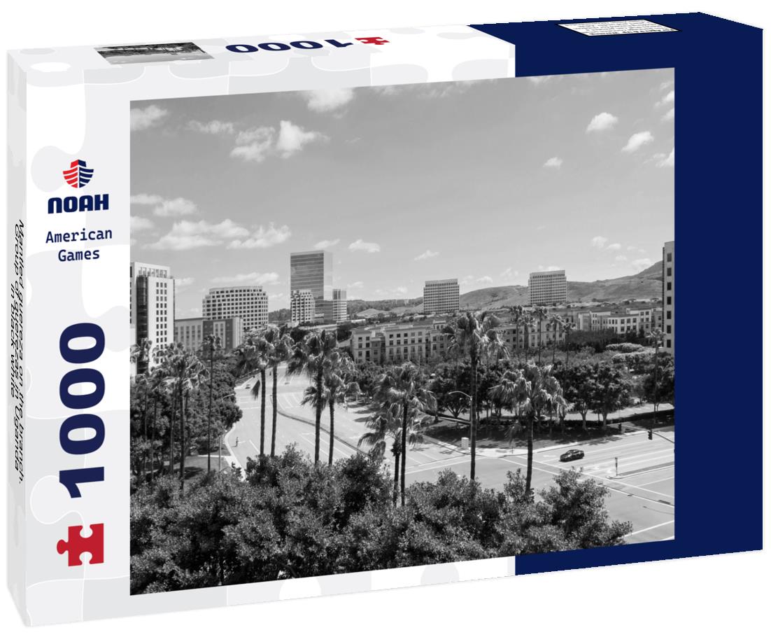 Noah Jigsaw Puzzle Mantled guereza on the branch. Group of guerezas in Uganda in black white 1000 pieces