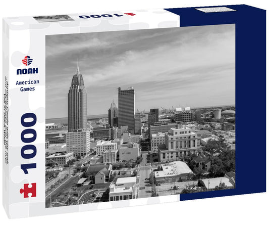 Noah Jigsaw Puzzle Amberg Castle with city wall and city glasses over the river Vils in black white 1000 pieces