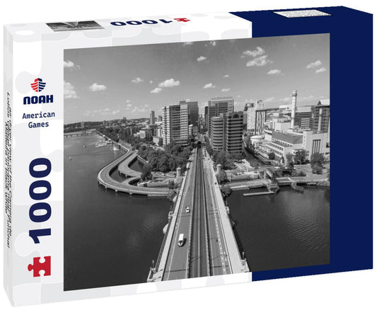 Noah Jigsaw Puzzle air dryer view of the Camera de Lobos village panorama near Funchal, Madeira in black white 1000 pieces